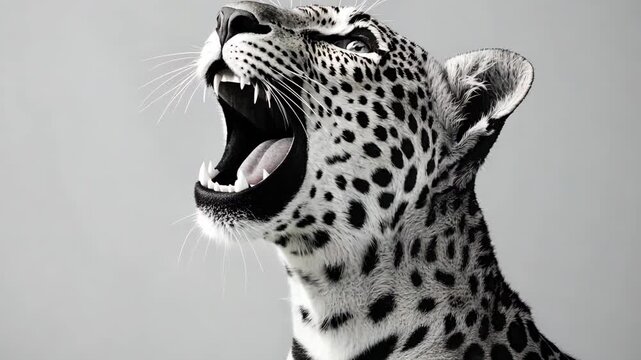 Roaring Leopard Close Up Portrait