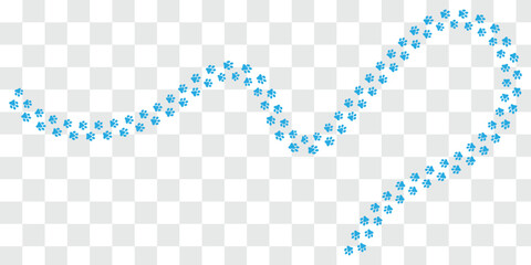 Paw vector foot trail print of cat. Dog, puppy silhouette animal diagonal tracks for t-shirts, backgrounds, patterns. Paw footprint of dog or cat. © Gemivector5