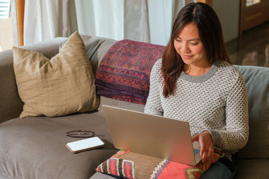 woman on computer working from home