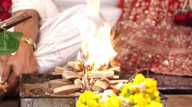 Havan fire in an Indian wedding