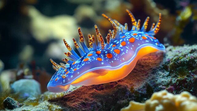 Vibrant Blue Sea Slug Underwater Macro
