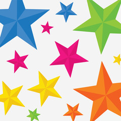 Obraz premium Colorful, geometric star illustrations of various sizes on a white background