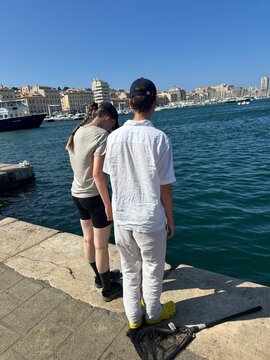young people  in  the port of Marseille France 