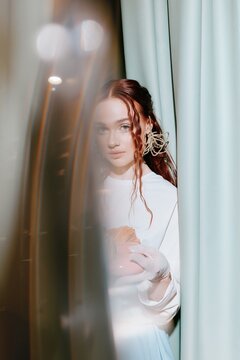 Portrait of woman with dreamy light reflections
