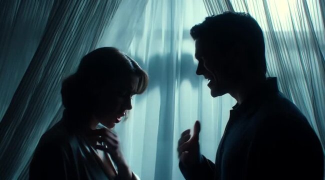 Casal Discutindo no Quarto &ndash; Conflito no Relacionamento, Crise Conjugal e Tens&atilde;o Emocional