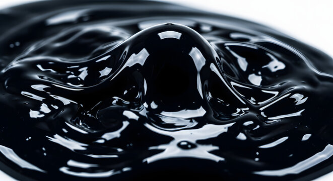 High-Contrast Glossy Black Slime Splash in Obsidian Liquid
