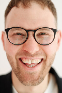 Portrait Happy Man with Glasses and Beard