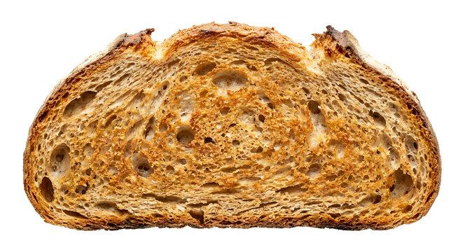 Close up of toasted artisan bread slice texture