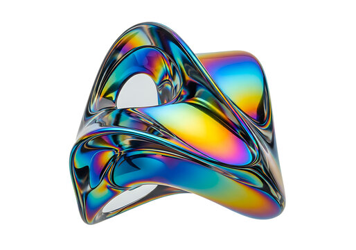 Iridescent Abstract Sculpture Fluid Chrome Object