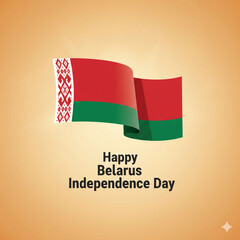 Belarus Independence Day Celebration with National Flags and Traditional Ornament