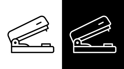 Stapler White Icon Set Vector 