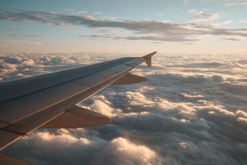 Obraz premium Airplane Wing Above Cloudscape