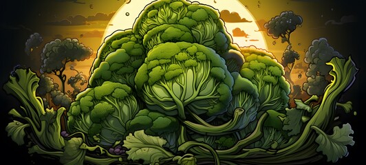 Obraz premium cabbage broccoli vector illustration t-shirt design ,generative AI