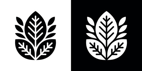 Fototapeta premium Black and white leaf on split background plant symbol