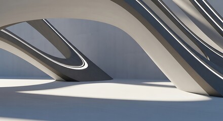 Fototapeta premium A futuristic urban office building features a modern steel and glass architecture design with a bright blue sky reflecting in the windows of its light-filled interior structure