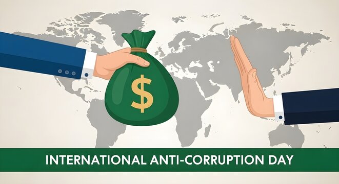 International anti corruption day awareness illustration