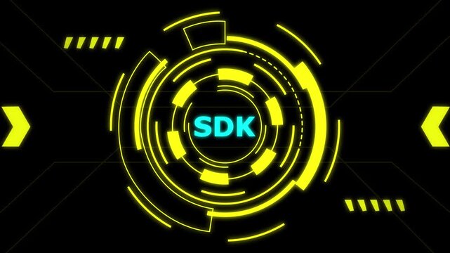 3D SDK Software Development Kit Neon Glow Digital Technology Concept Motion Loop.