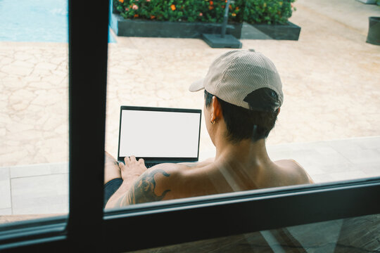 Man working remotely on laptop