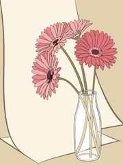 Vibrant Pink Gerbera Daisies in a Clear Glass Vase.