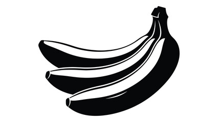 A black and white drawing of three bananas isolated on white background, Vector