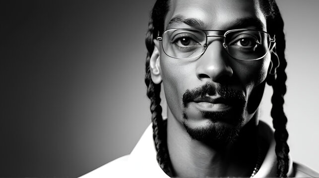 black and white portrait of a snoop dog