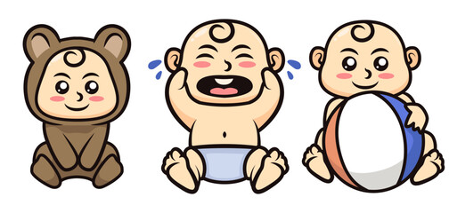 Cute Baby chibi mascot design.