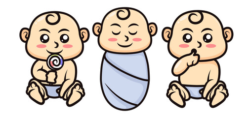 Cute Baby chibi mascot design.
