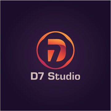 D7 Studio Modern Abstract Geometric Logo with Gradient Monogram
