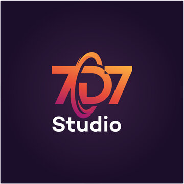 7D7 Studio Modern Abstract Geometric Logo with Gradient Monogram