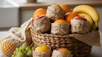 종이포장된 신선 과일바구니a paper-packed fresh fruit basket