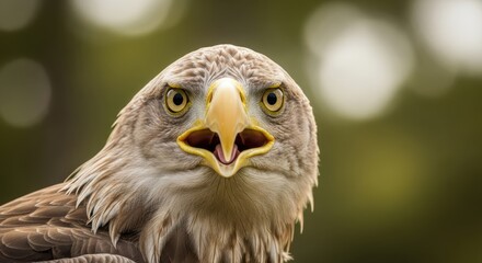 Obraz premium Intense gaze of a majestic eagle in natural habitat.