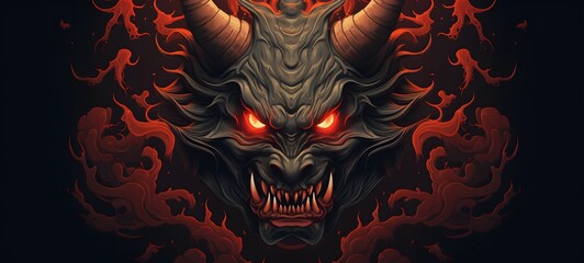 Fototapeta premium oni devil vector illustration t-shirt design ,generative AI