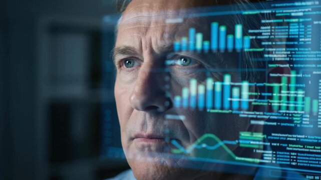 Emotional intelligence leader business meeting executive man mature focused data analytics