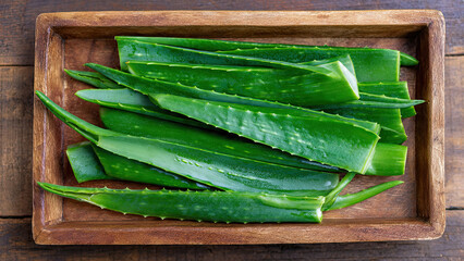 green beans on a wooden board