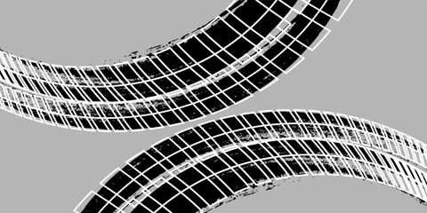 Black tire marks on road, Black rubber tire marks and tread marks, Tire trace track wheels texture and background, Auto tire tread grunge. Eps10 © zain