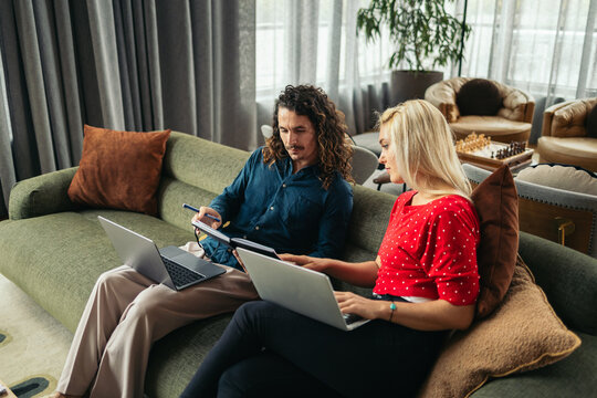 Colleagues working together at a coworking