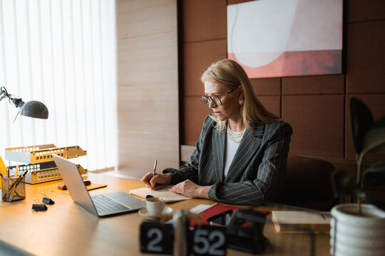 A woman works in an office