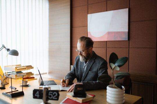 A man works in an office