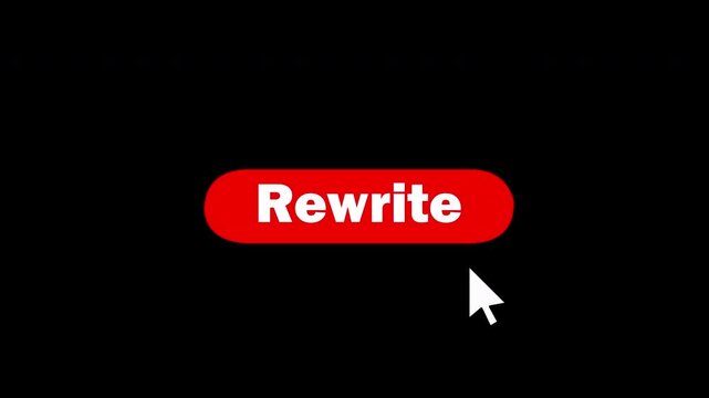 Red Rewrite Button with Cursor on Black Background &ndash; Editing and Content Modification Concept