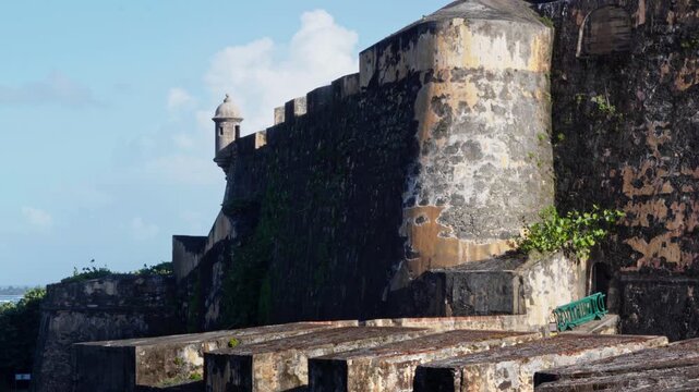 Sentry box (garita) at the Bastion of Carmen in the Castle of San Felipe del Morro, National Historic Site of San Juan, Puerto Rico.