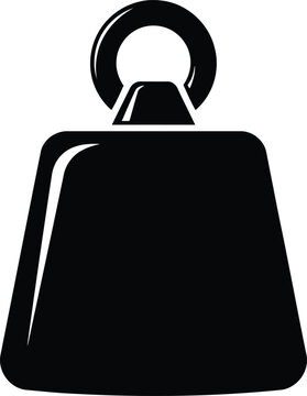 Black weight with ring handle on white background object