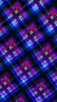 Geometric Tartan Pattern With Blue Purple Pink Green Colors And Dark Background