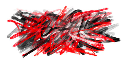 Naklejka premium Modern street art scribble illustration with dynamic red paint lines
