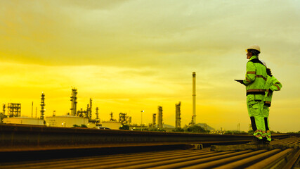 A monument to modern power, the petrochemical enterprise stands against a dramatic sky. Engineers envision continued success, driving the future of global energy and industrial might. © ultramansk
