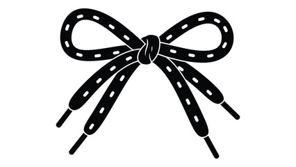 A black shoelace tied in a bow isolated on white background, Vector