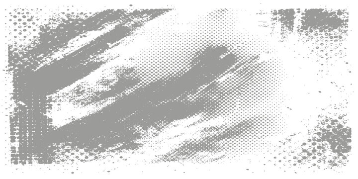 Abstract grunge background with black ink splats and textured brush strokes creates a vintage gray wall design featuring rough paint patterns on an old paper backdrop