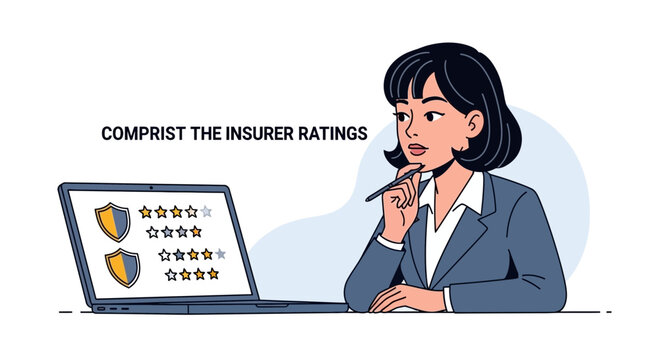 Businessman analyzing financial data on laptop computer insurance stock watchlist