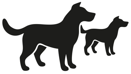 Naklejka premium Two dogs standing together in silhouette