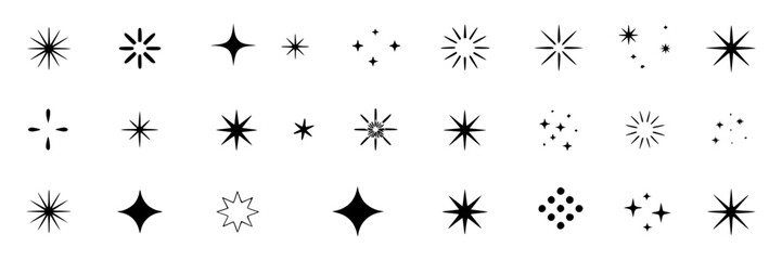 Fototapeta premium Sparkle line vector set with burst effects and various star shapes featuring decorative, design, elements with illustration and graphic elements for art, symbols projects, clean composition on simple