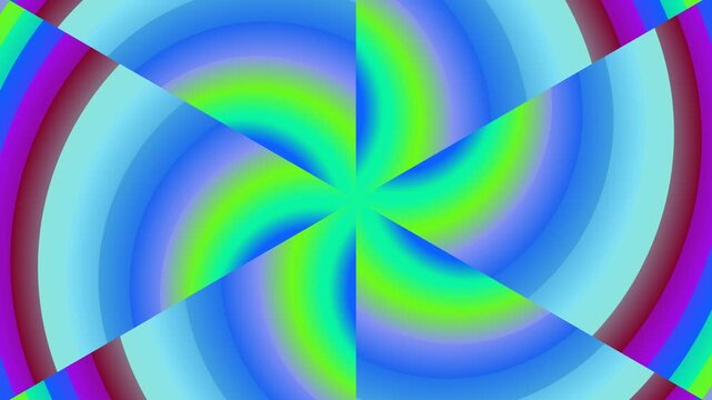 Vibrant abstract pattern featuring a swirling spiral design with circular shapes and bright colors from a top-down viewpoint